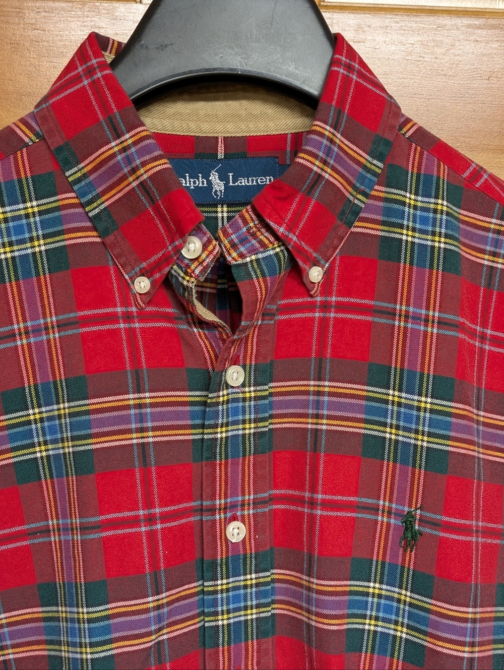 Ralph Lauren Vintage Red Plaid 100% Cotton Button Down Shirt Size Medium - Picture 5 of 11